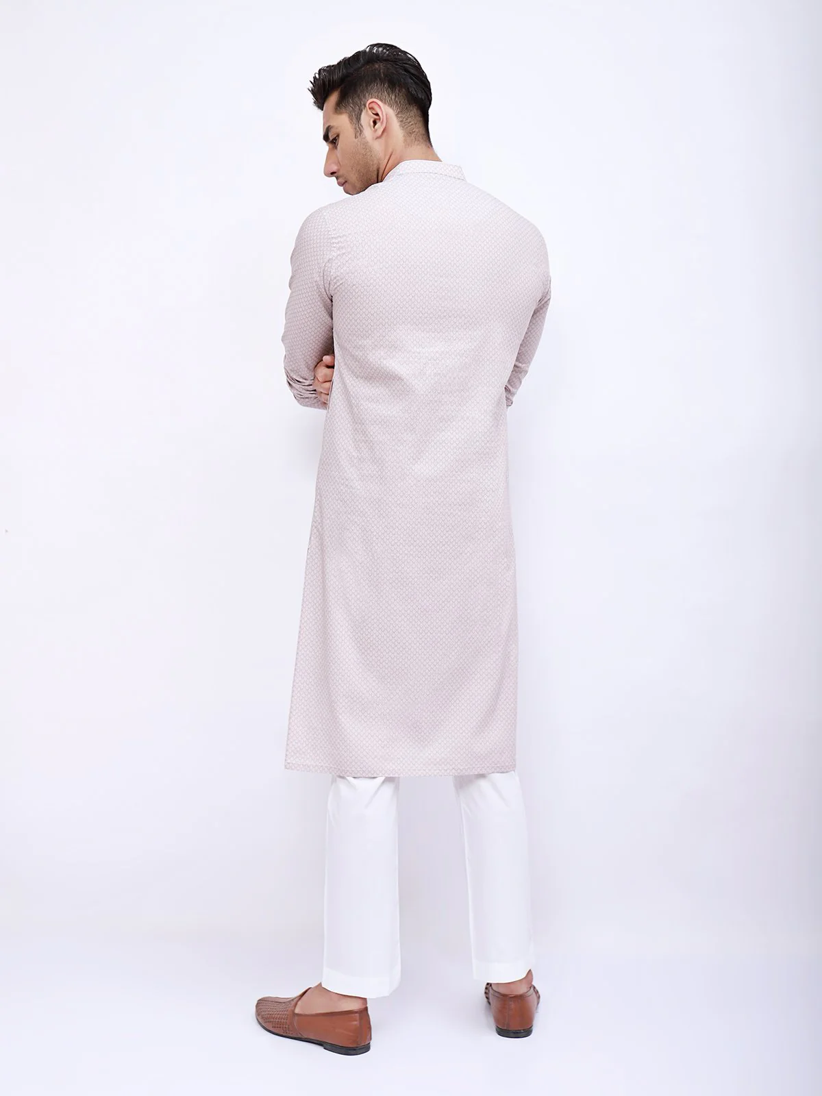 Men's Light Beige Kurta - EMTK21S-99049 - Image 3