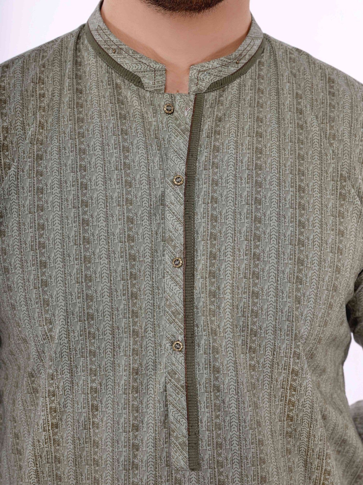 Men's Sage Green Kurta - EMTK21S-99050 - Image 2