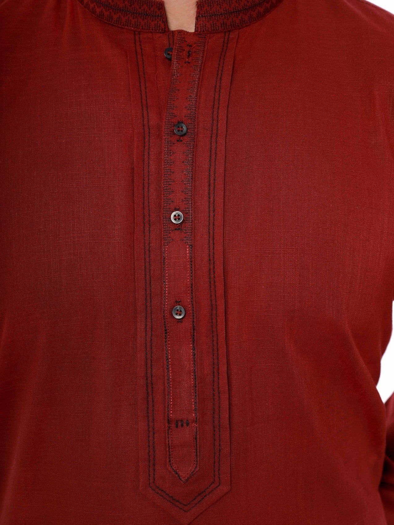 Men's Dark Maroon Kurta - EMTK21S-99054 - Image 2