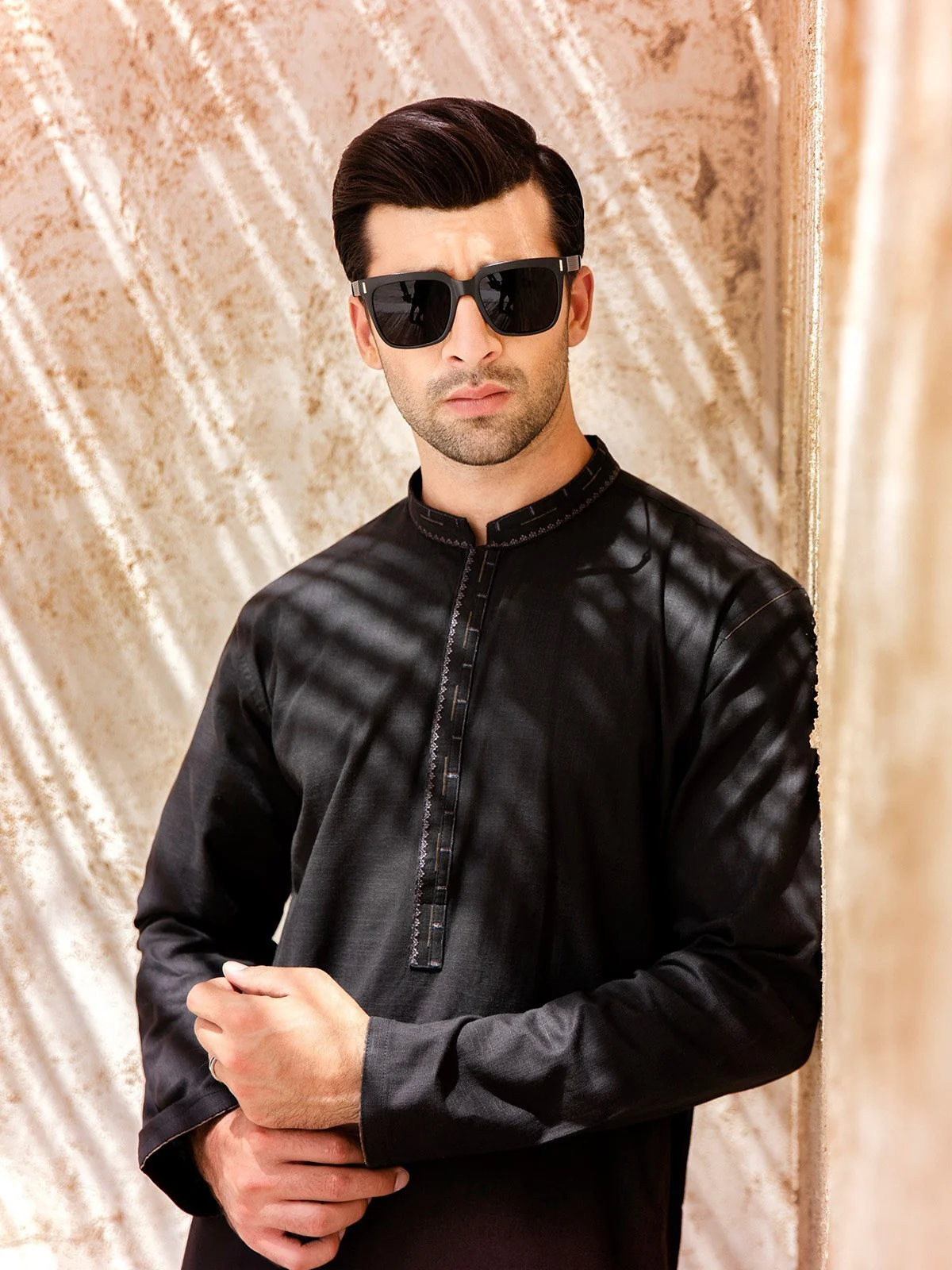 Men's Black Kurta - EMTK21S-99055 - Image 5
