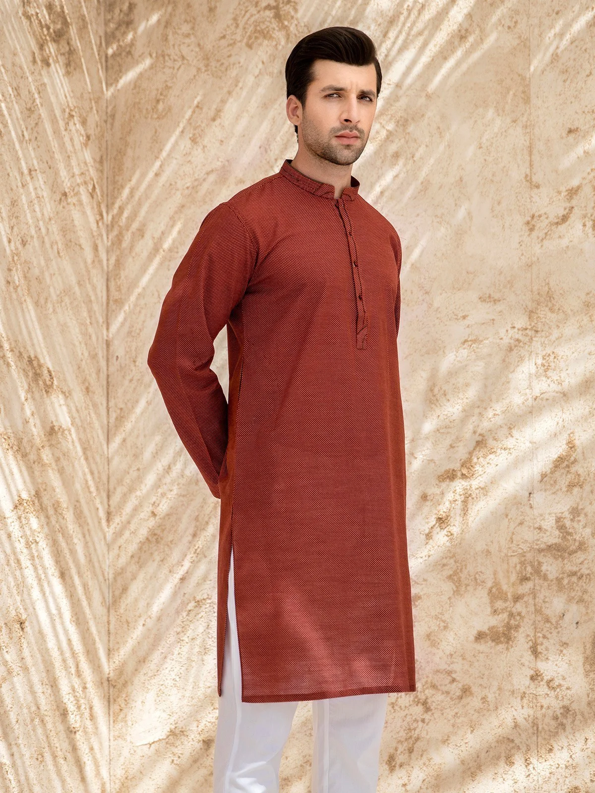 Men's Rust Kurta - EMTK21S-99057 - Image 2