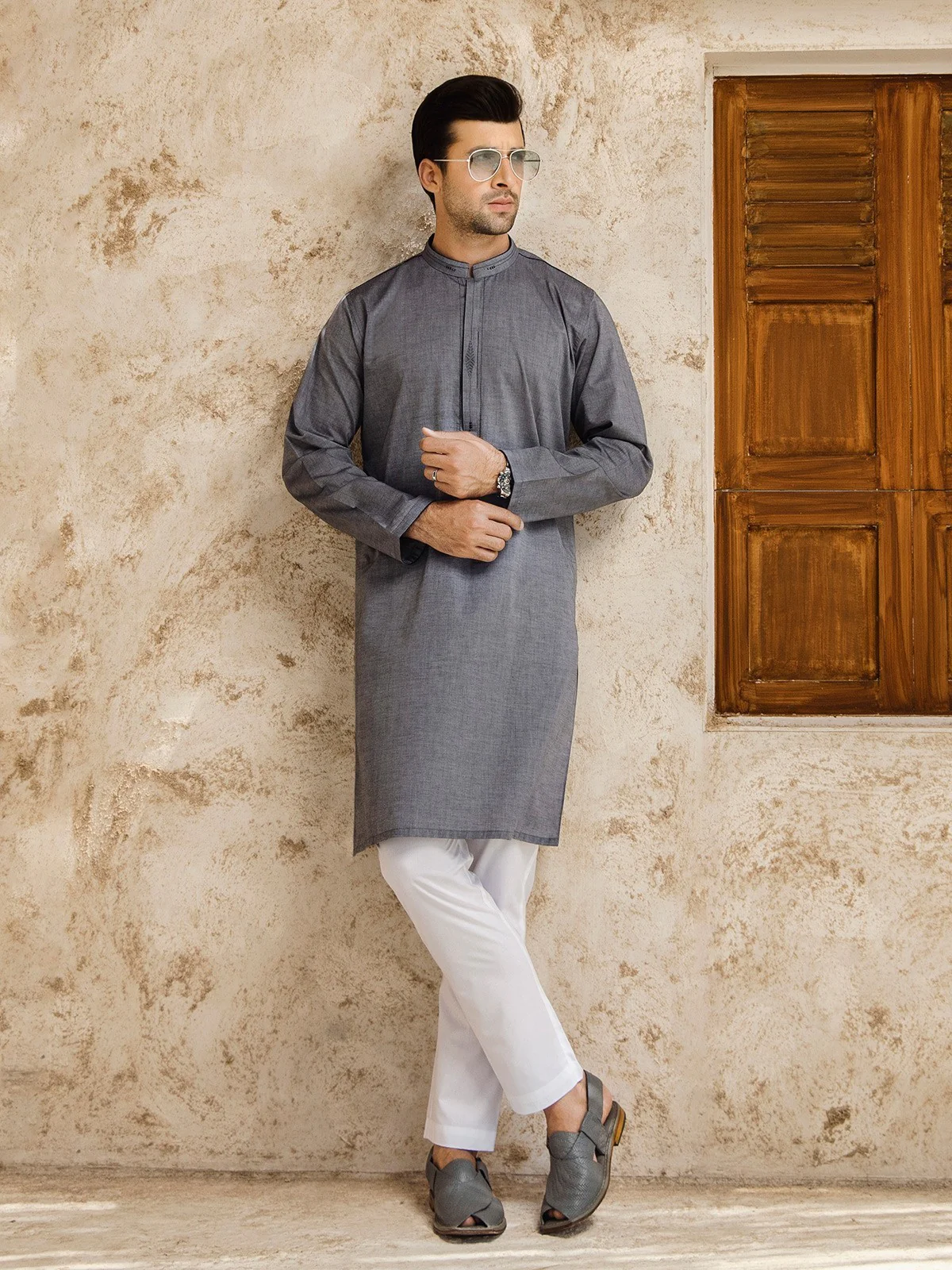 Men's Grey Kurta - EMTK21S-99060 - Image 3