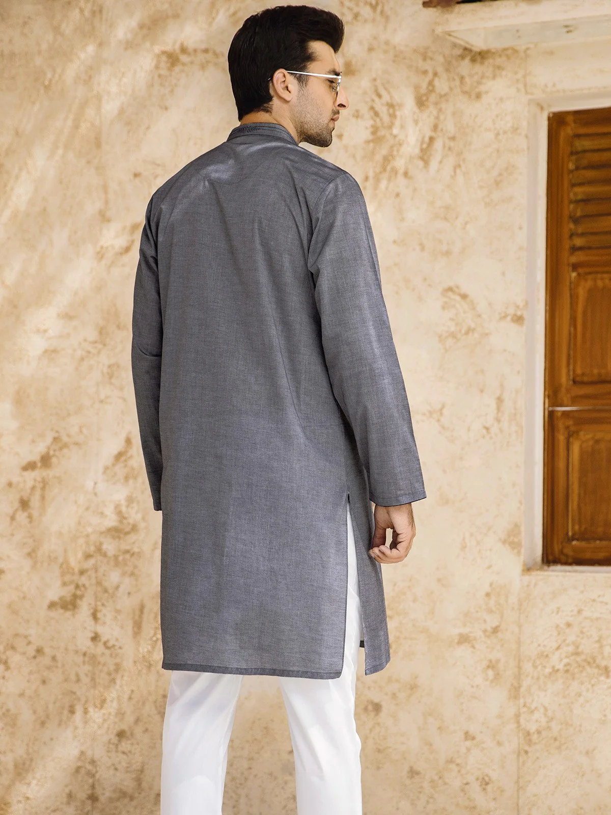Men's Grey Kurta - EMTK21S-99060 - Image 4
