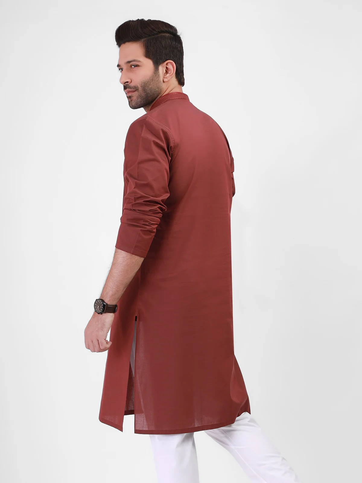 Men's Maroon Kurta - EMTK21S-99061 - Image 2