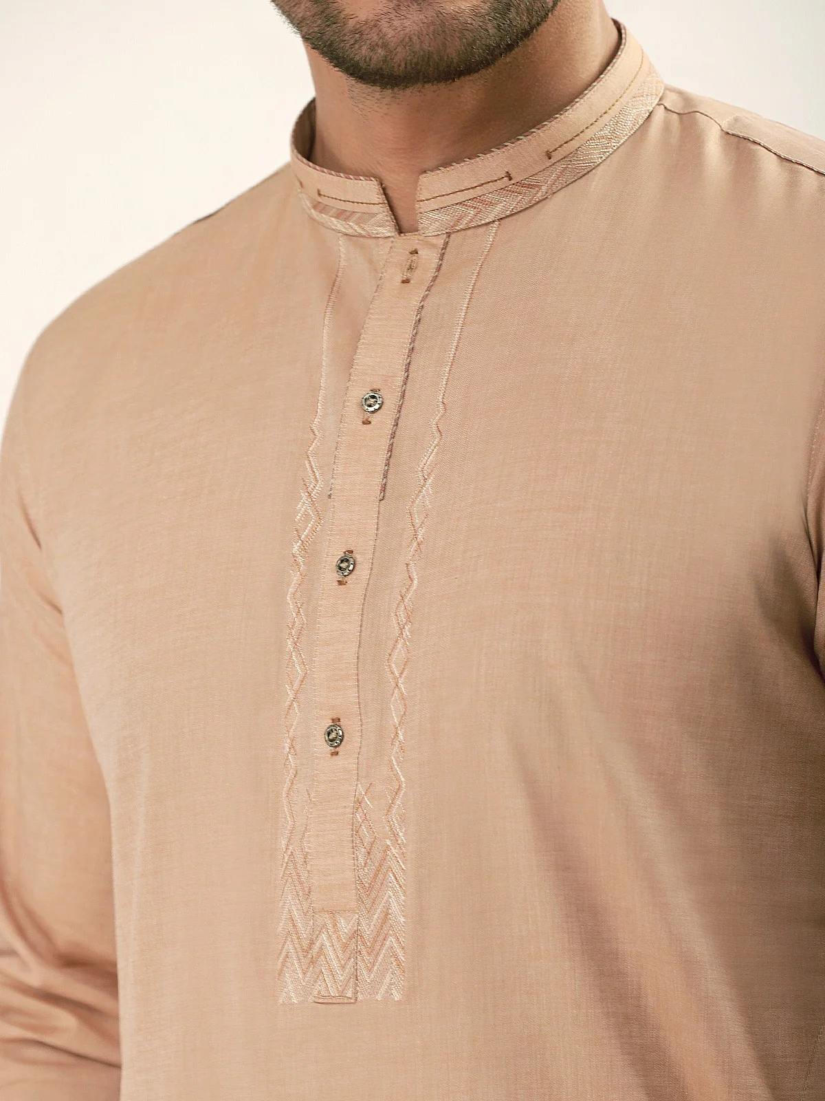 Men's Light Brown Kurta - EMTK21S-99062 - Image 2
