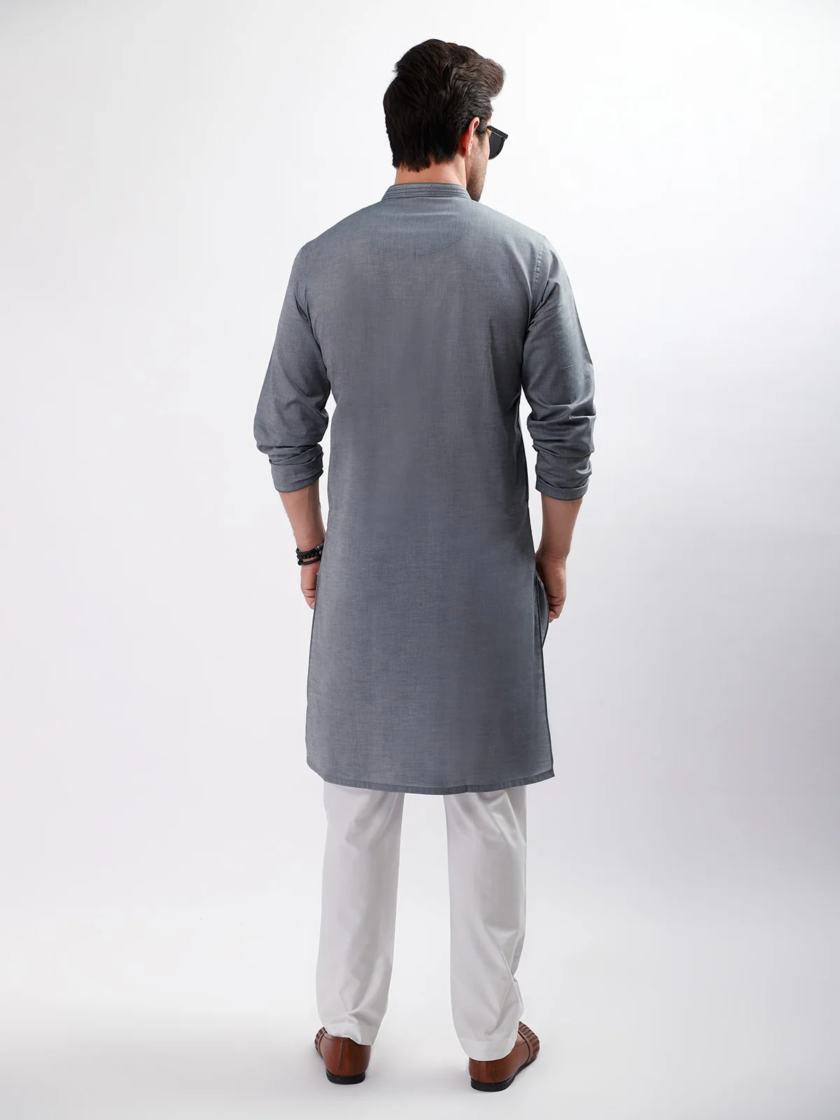Men's Grey Kurta - EMTK21S-99066 - Image 3
