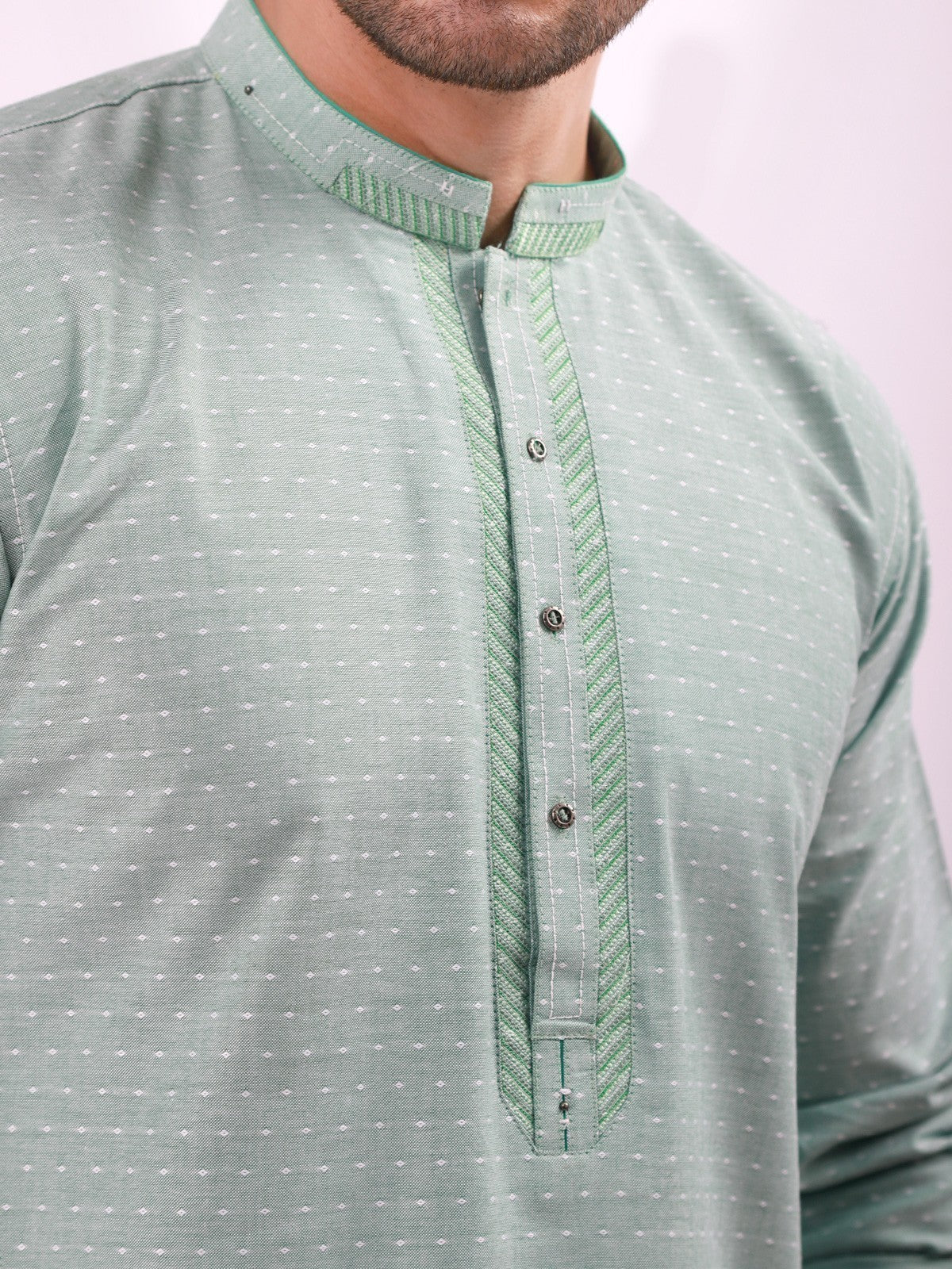 Men's Mist Green Kurta - EMTK21S-99069 - Image 2