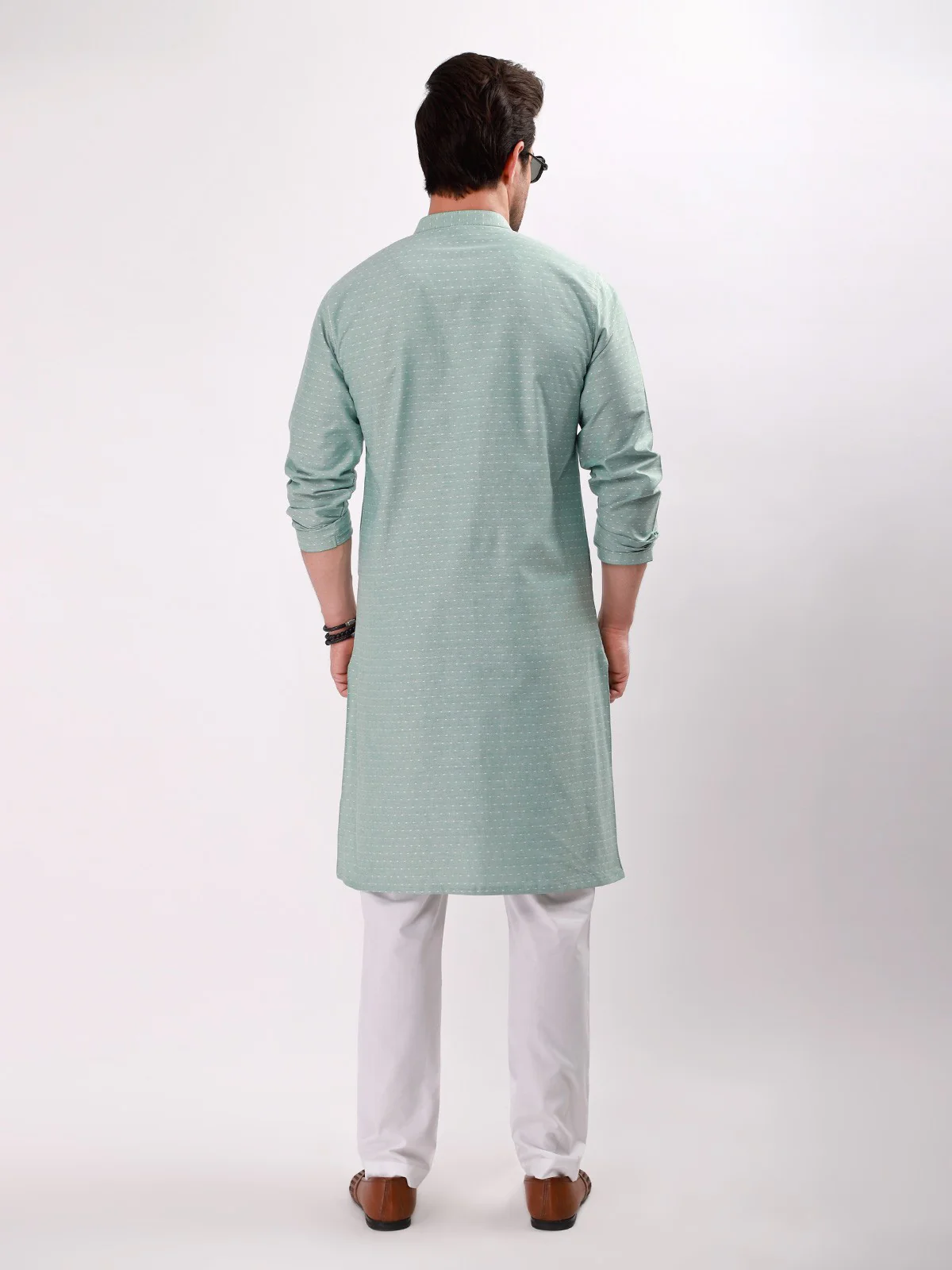 Men's Mist Green Kurta - EMTK21S-99069 - Image 3