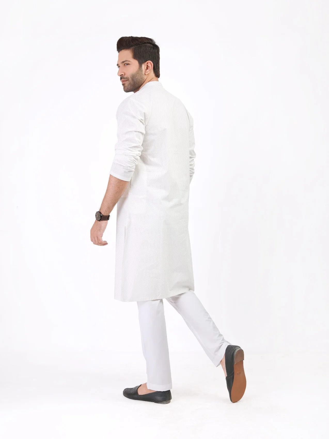Men's Off White Kurta - EMTK21S-99072 - Image 3