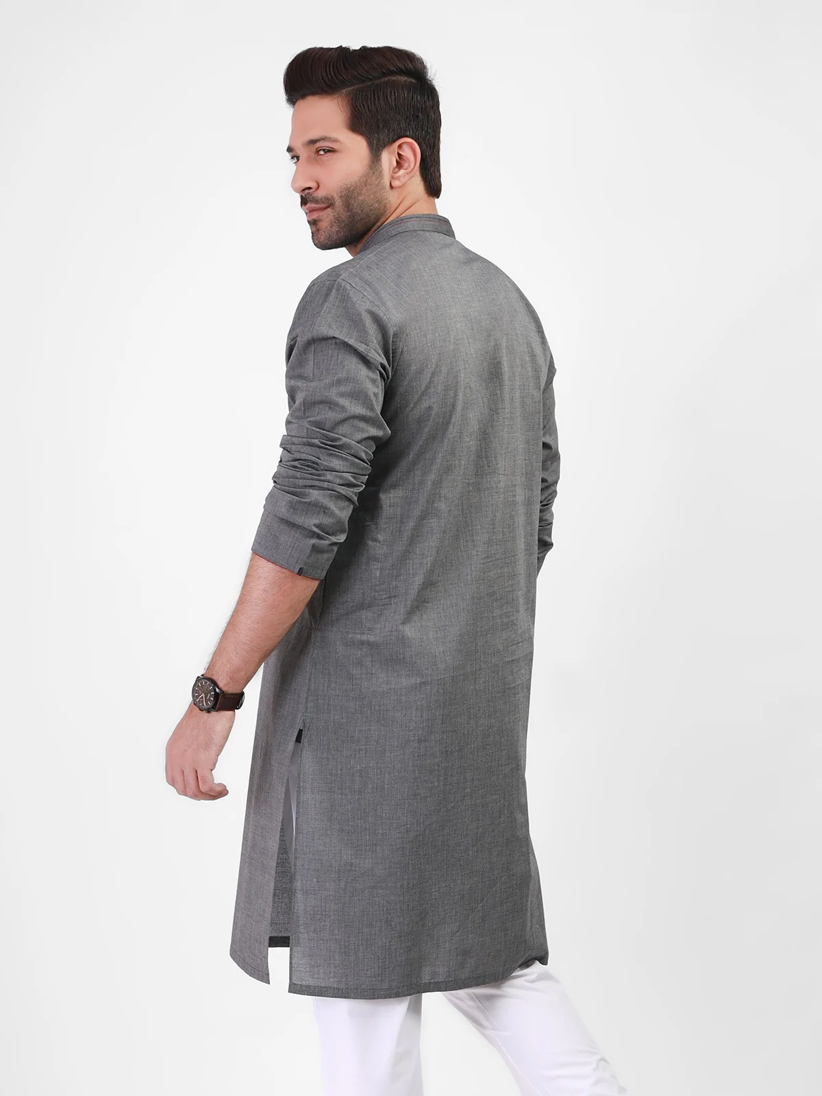 Men's Grey Kurta - EMTK21S-99077 - Image 2