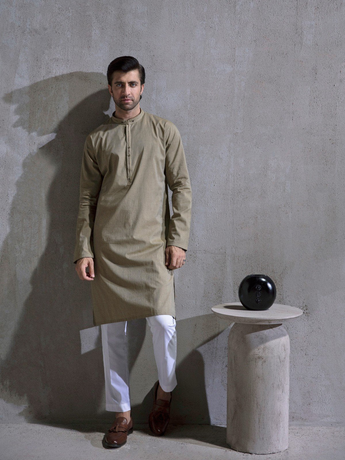 Men's Light Olive Kurta - EMTK21S-99079 - Image 2