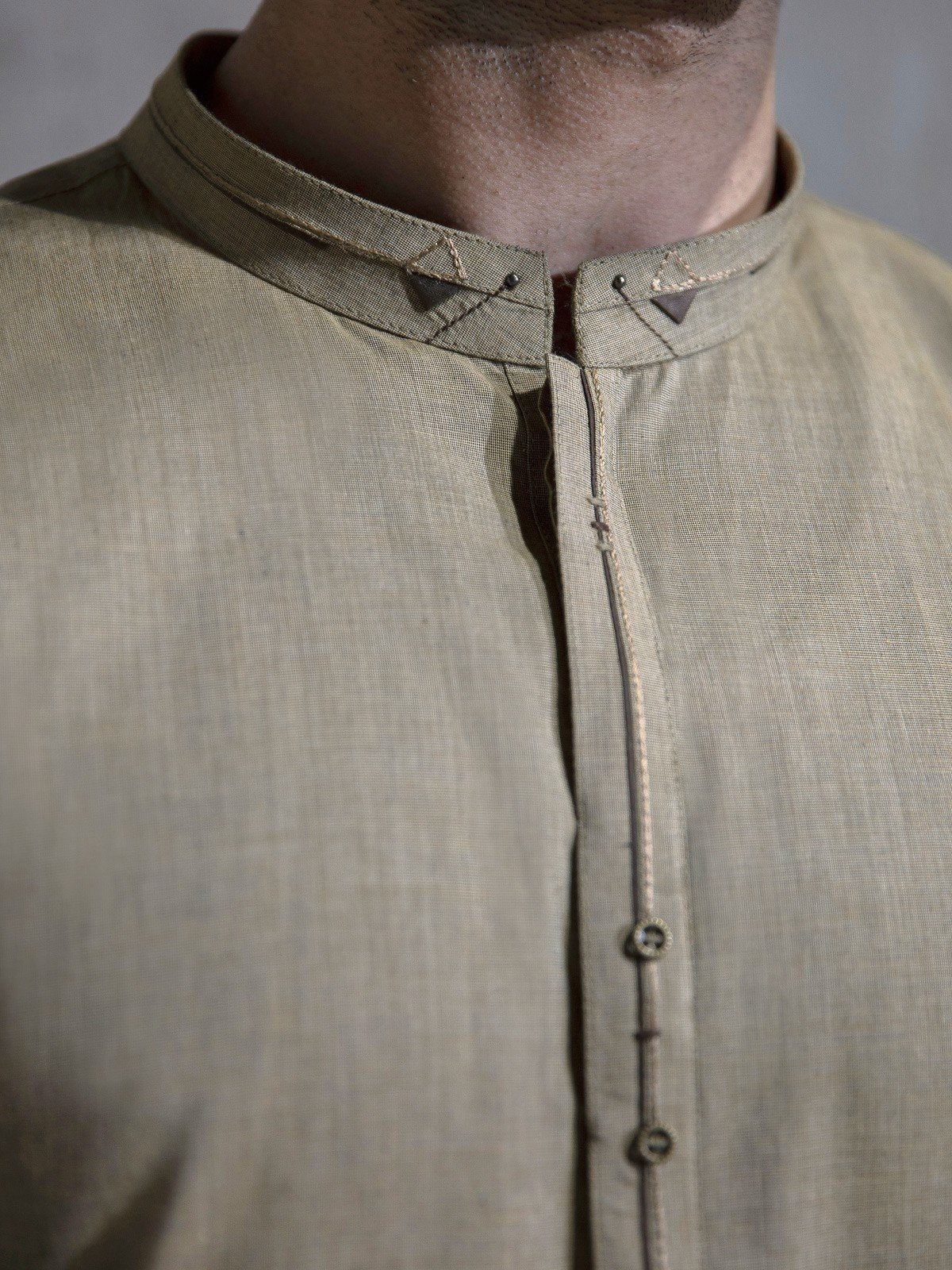 Men's Light Olive Kurta - EMTK21S-99079 - Image 3