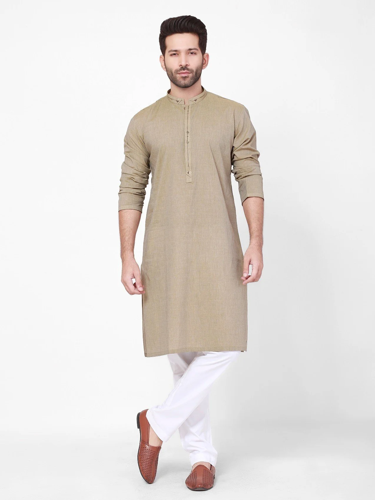 Men's Light Olive Kurta - EMTK21S-99079 - Image 4