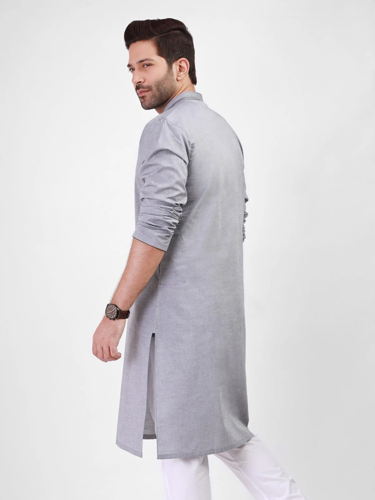 Men's Grey Kurta - EMTK21S-99080 - Image 3