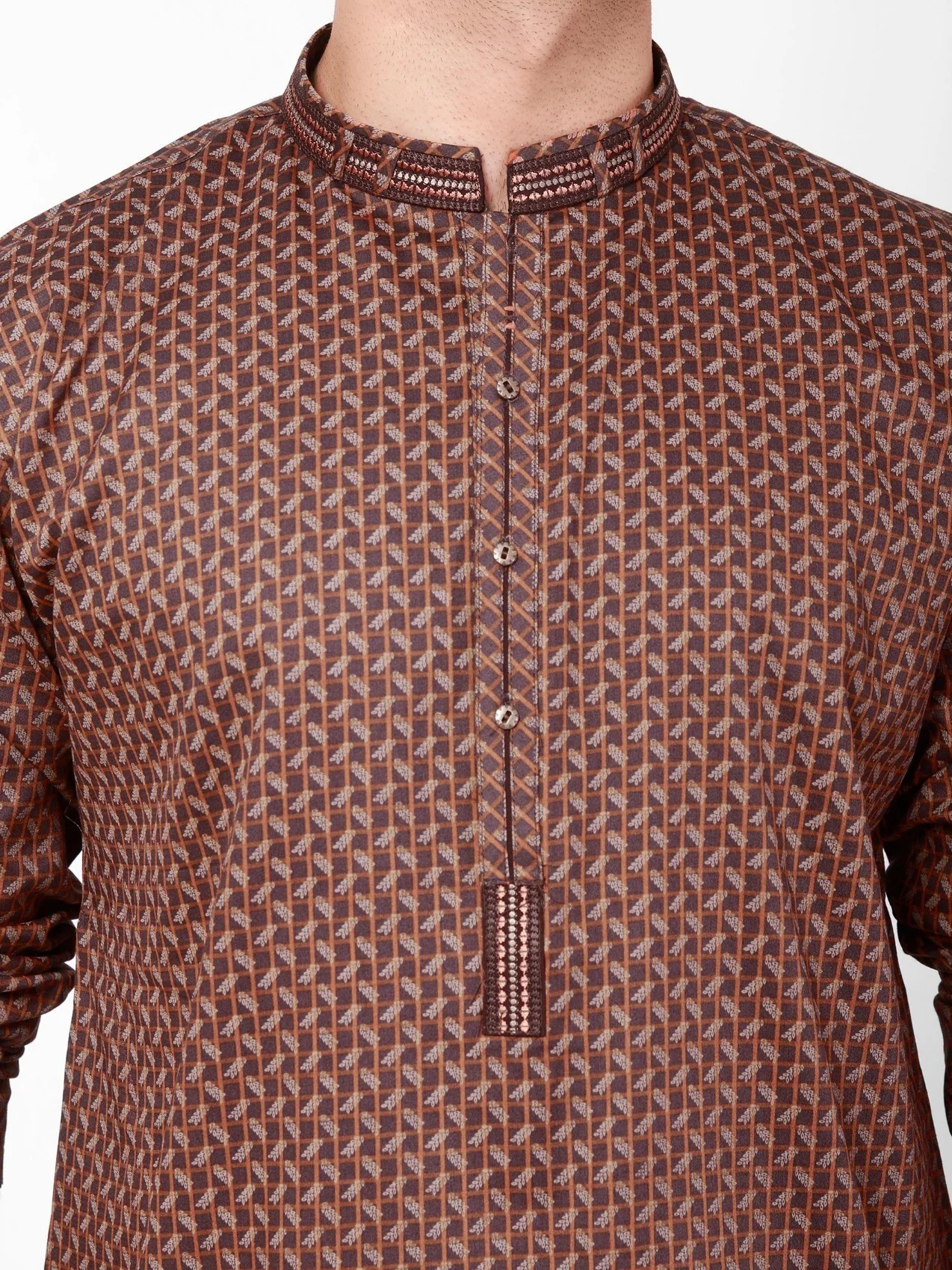 Men's Dark Brown Kurta - EMTK21S-99081 - Image 2