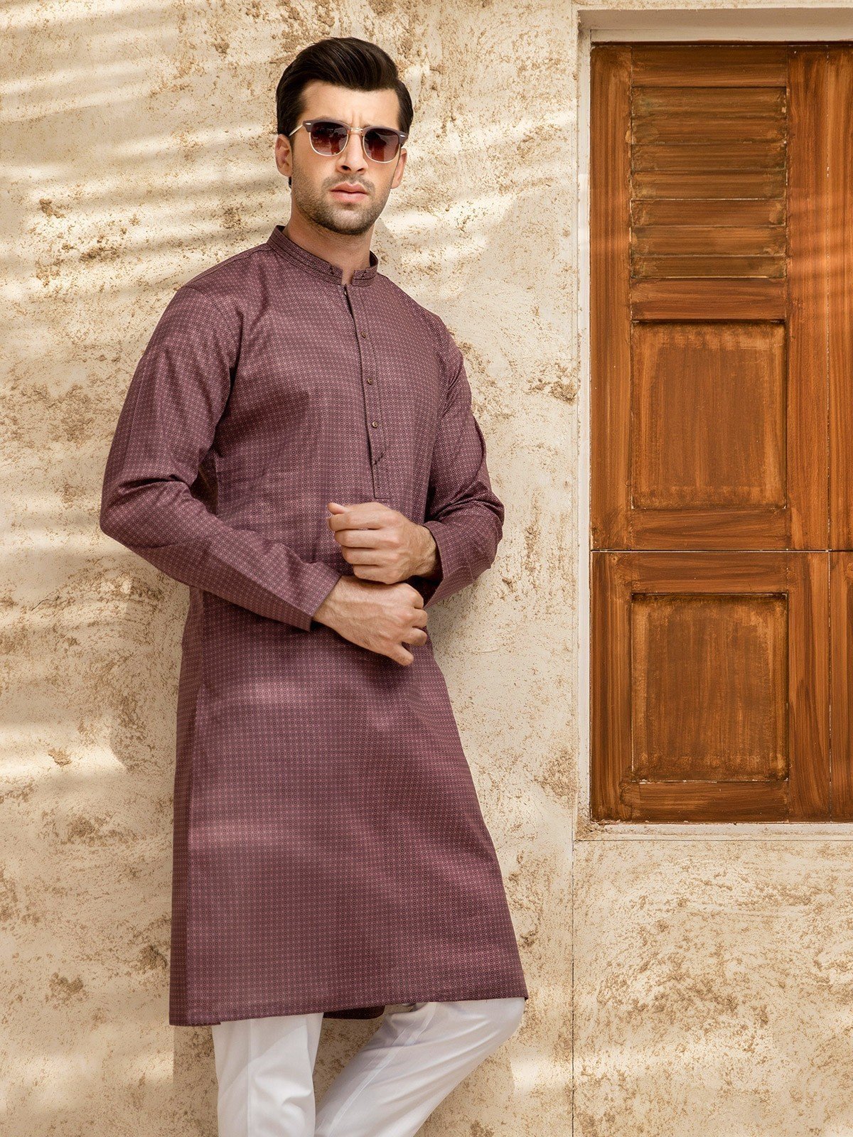 Men's Mauve Kurta - EMTK21S-99082 - Image 2