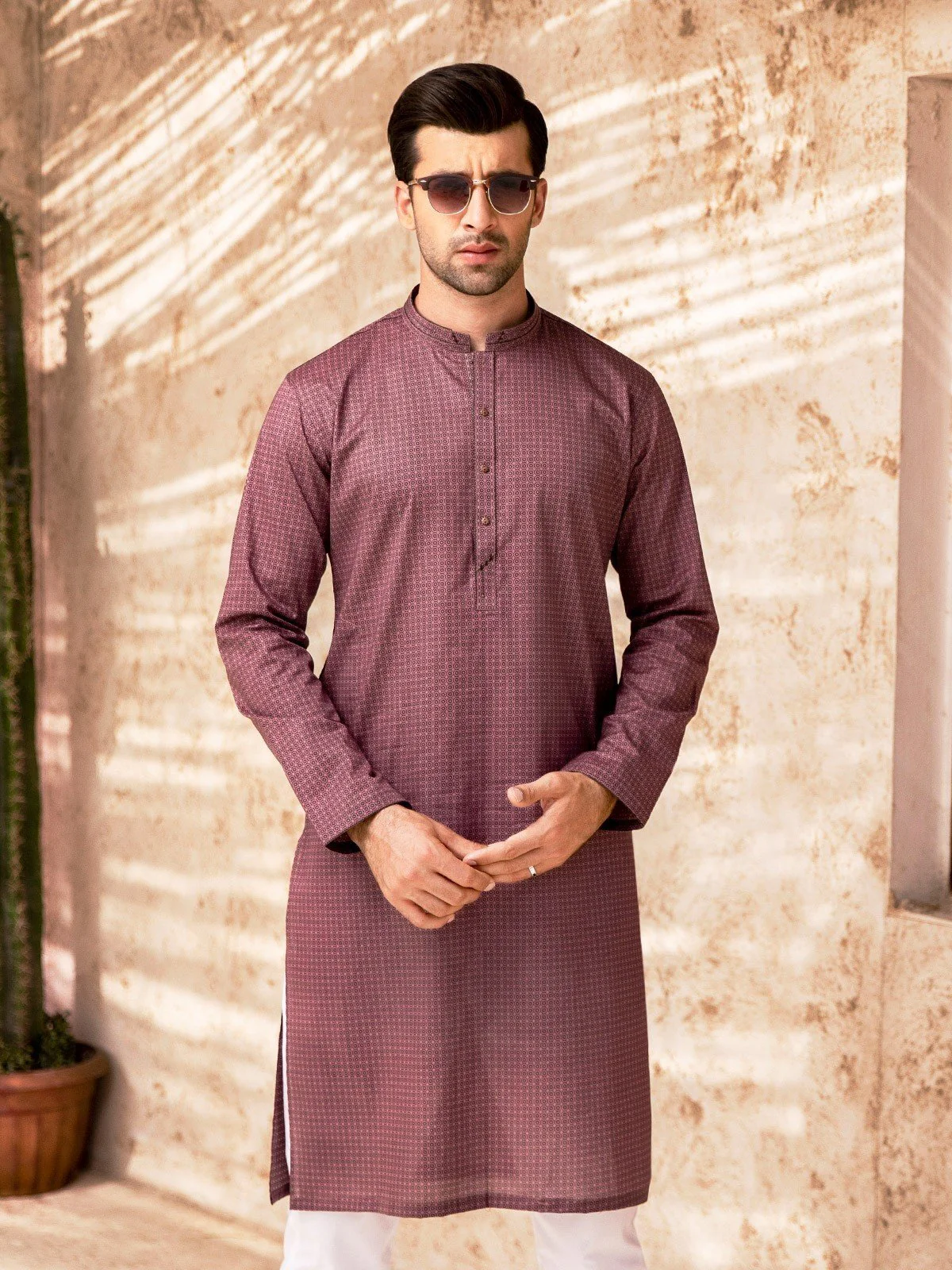 Men's Mauve Kurta - EMTK21S-99082 - Image 3