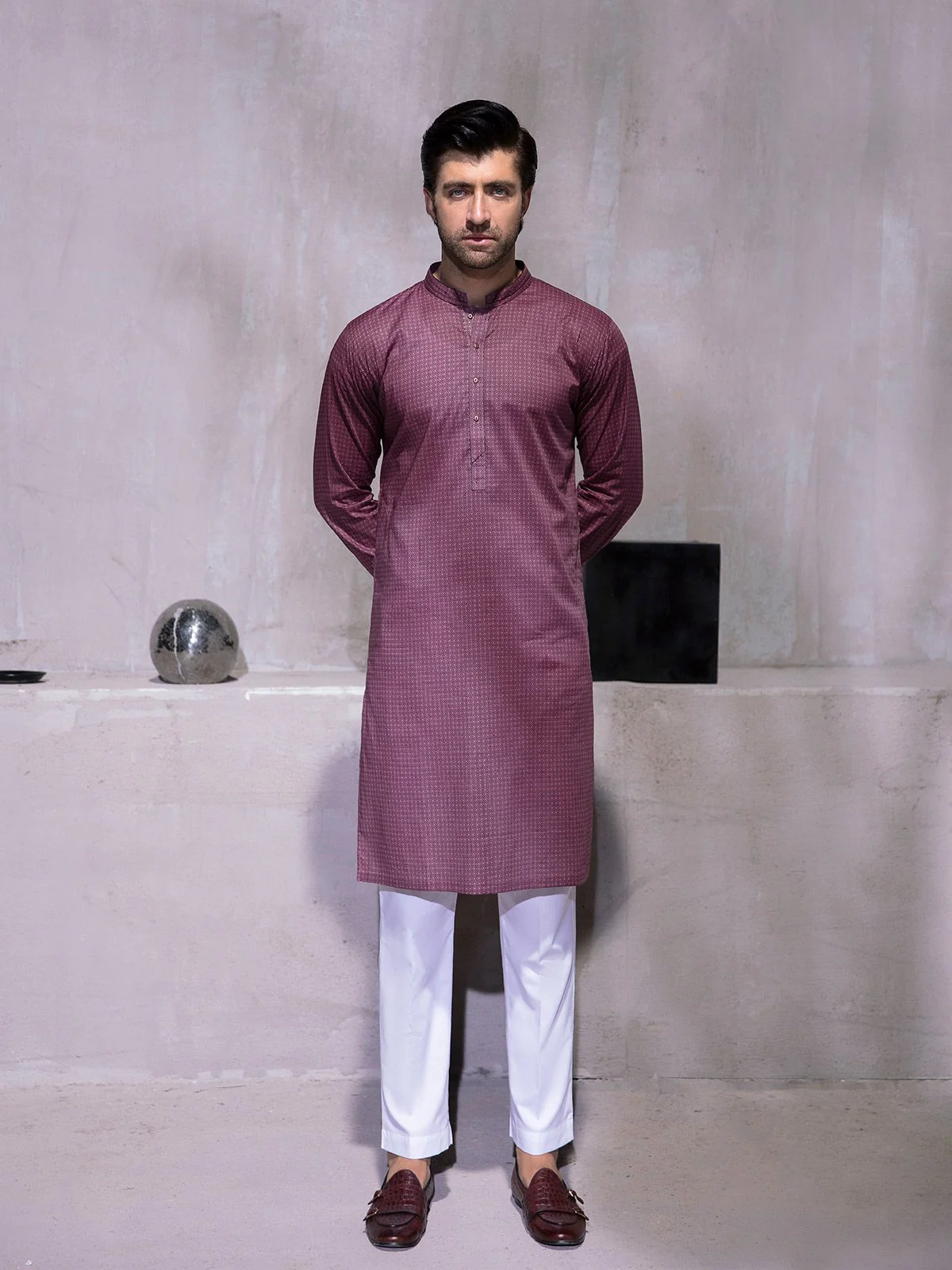 Men's Mauve Kurta - EMTK21S-99082 - Image 4