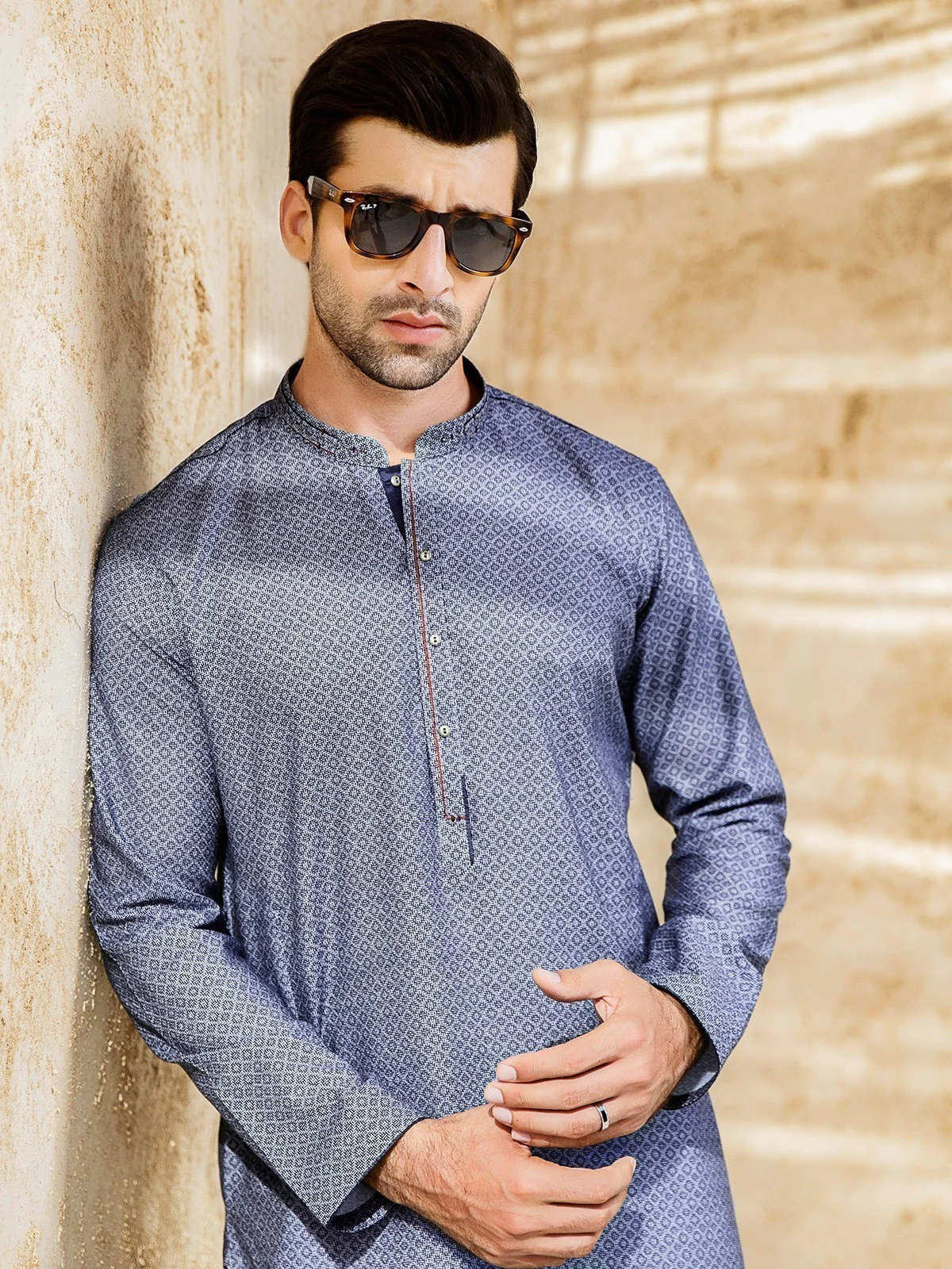 Men's Blue Kurta - EMTK21S-99083 - Image 2