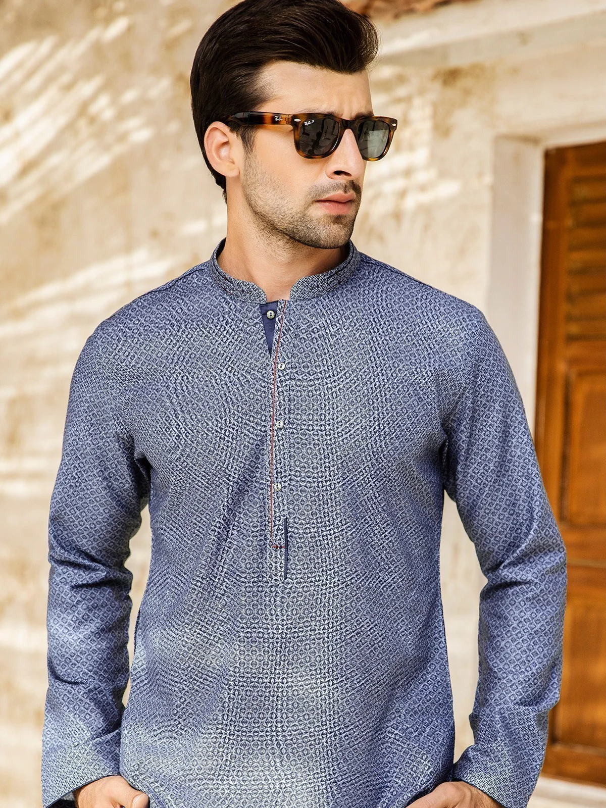 Men's Blue Kurta - EMTK21S-99083 - Image 3