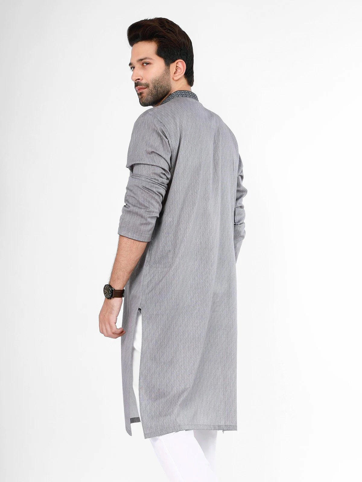Men's Grey Kurta - EMTK21S-99089 - Image 3