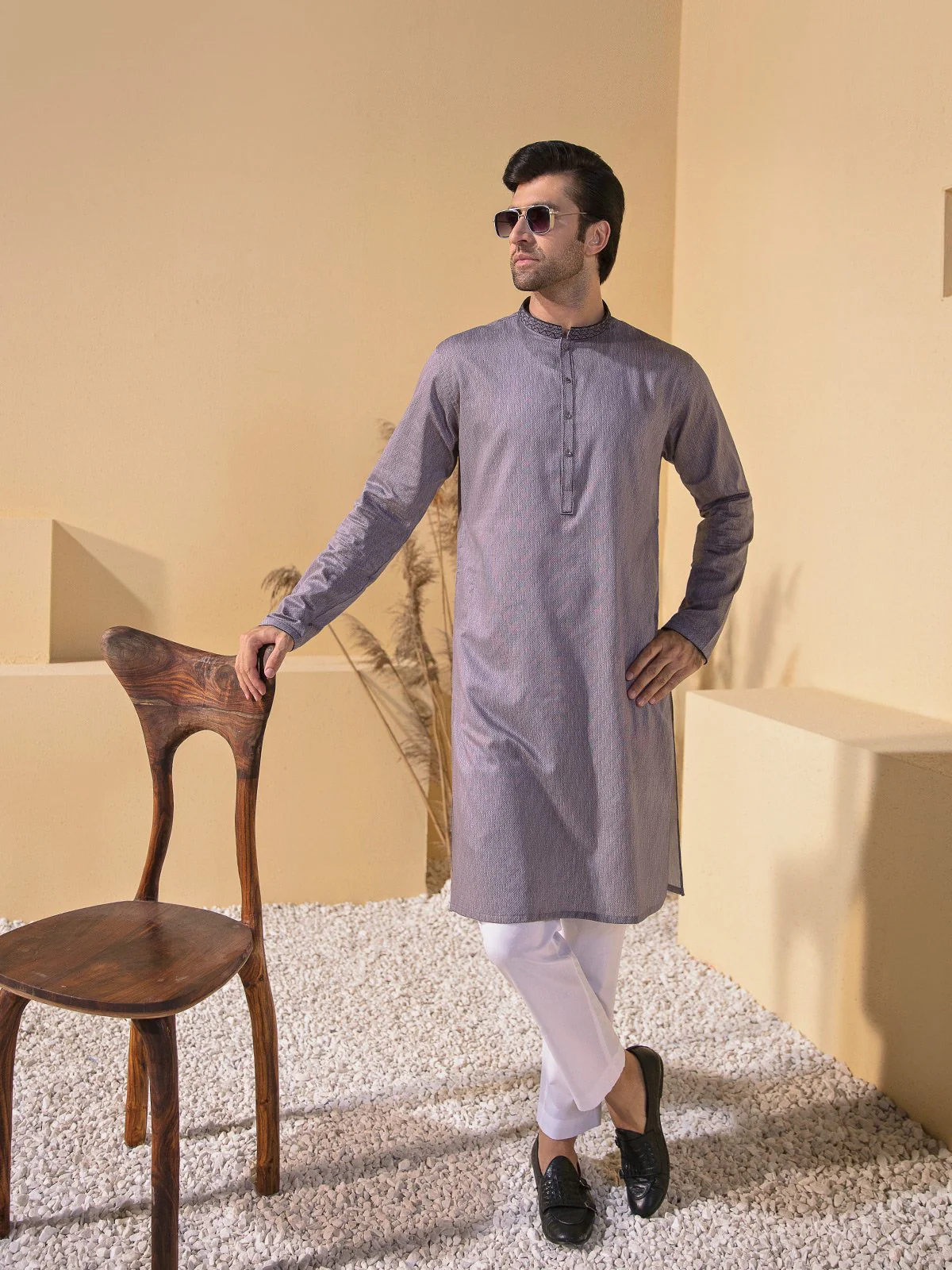 Men's Grey Kurta - EMTK21S-99089 - Image 4