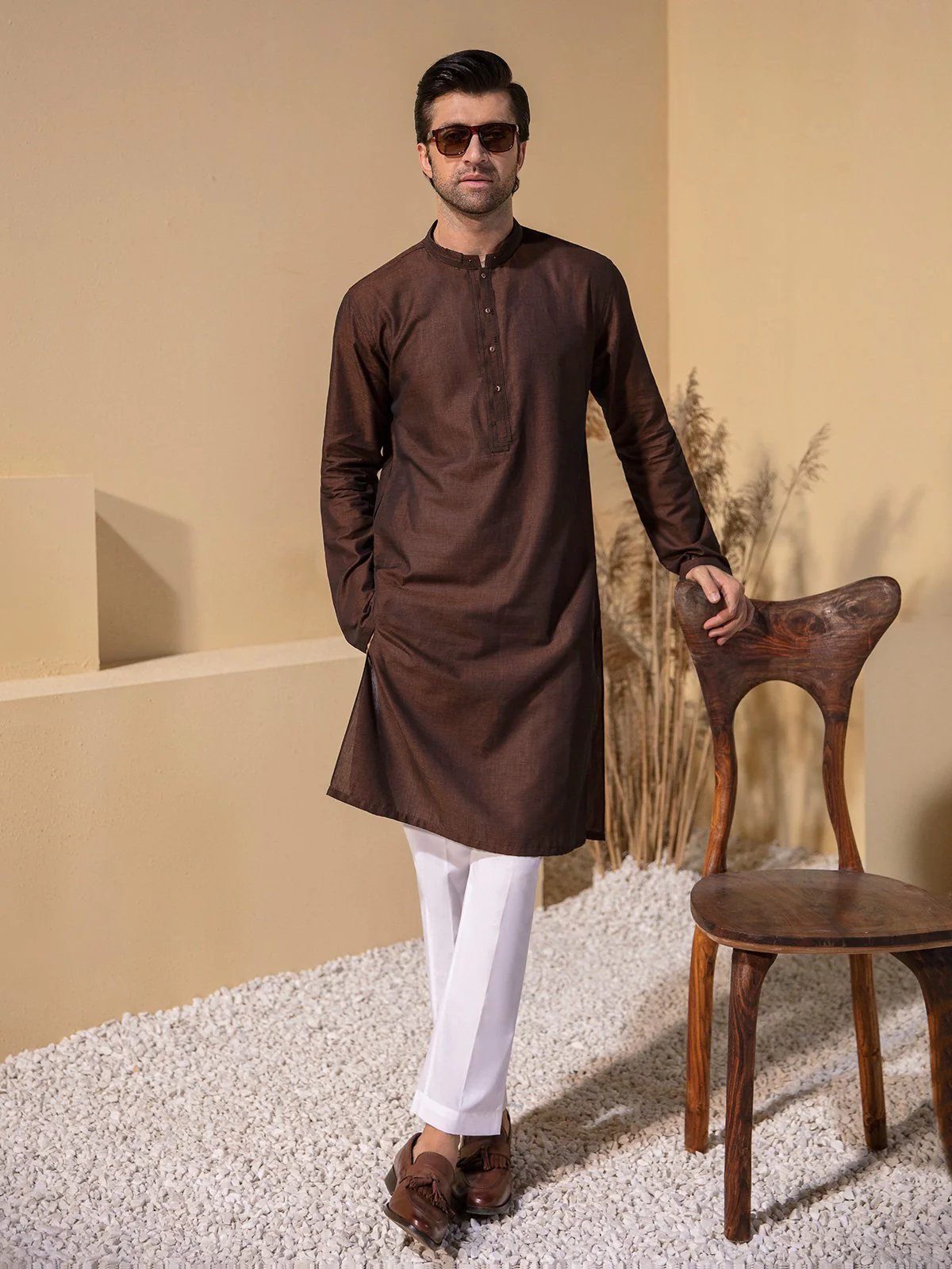 Men's Brown Kurta - EMTK21S-99092 - Image 4