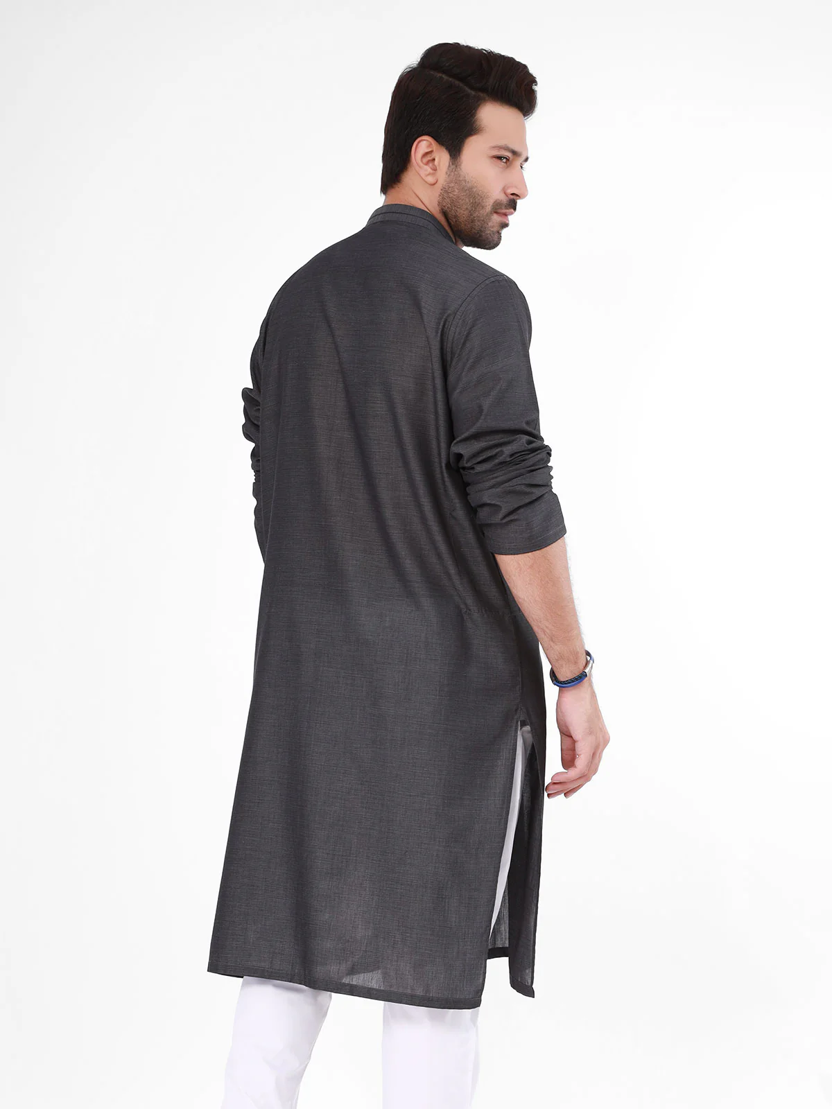 Men's Dark Grey Kurta - EMTK21S-99094 - Image 3
