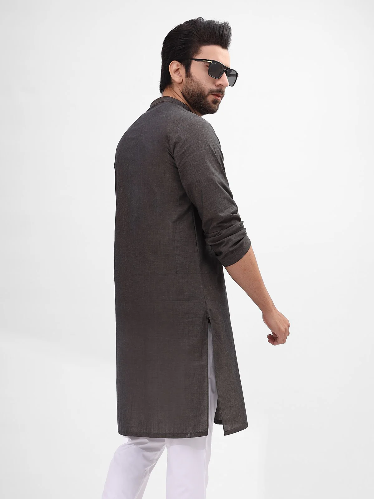 Men's Black Olive Kurta - EMTK21S-99101 - Image 2