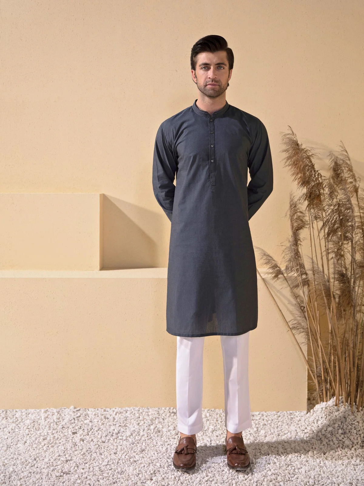 Men's Charcoal Grey Kurta - EMTK21S-99103