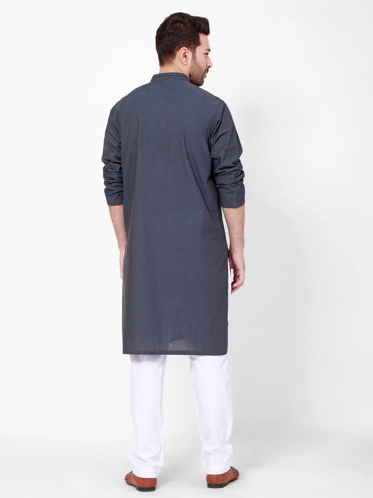 Men's Charcoal Grey Kurta - EMTK21S-99103 - Image 5