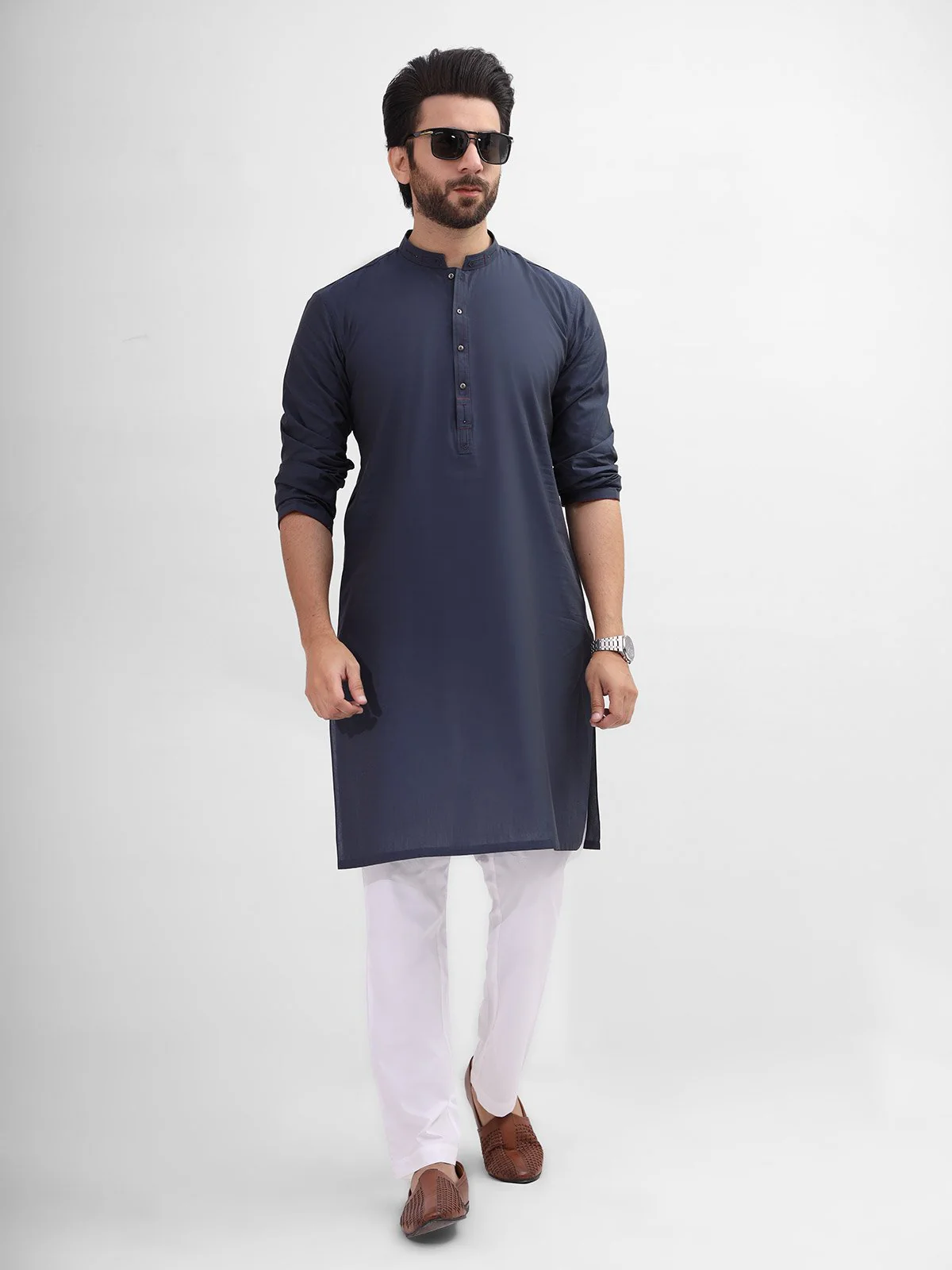 Men's Navy Kurta - EMTK21S-99105 - Image 4