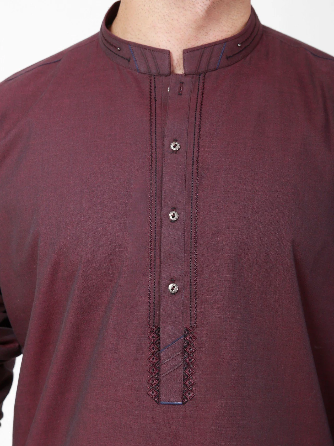 Men's Maroon Kurta - EMTK21S-99107 - Image 2