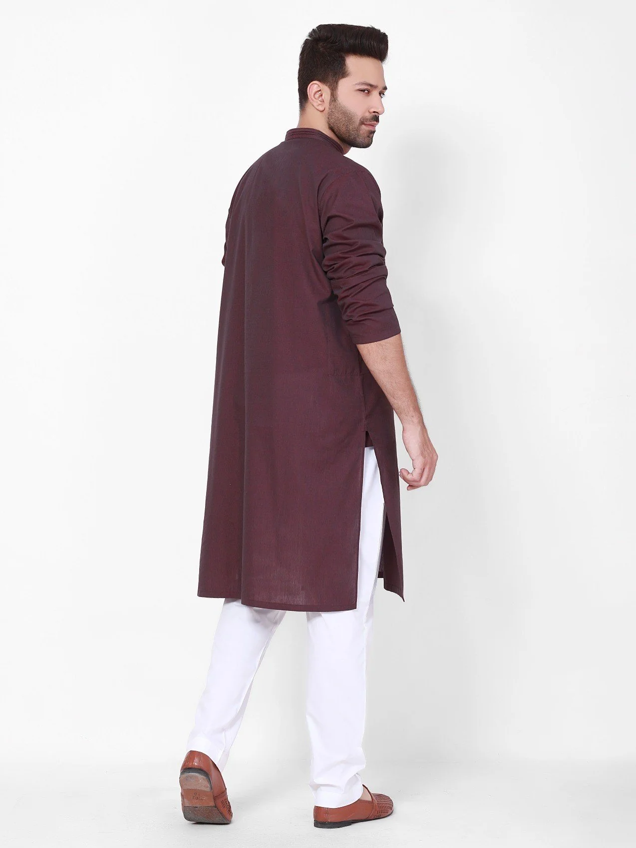 Men's Maroon Kurta - EMTK21S-99107 - Image 3