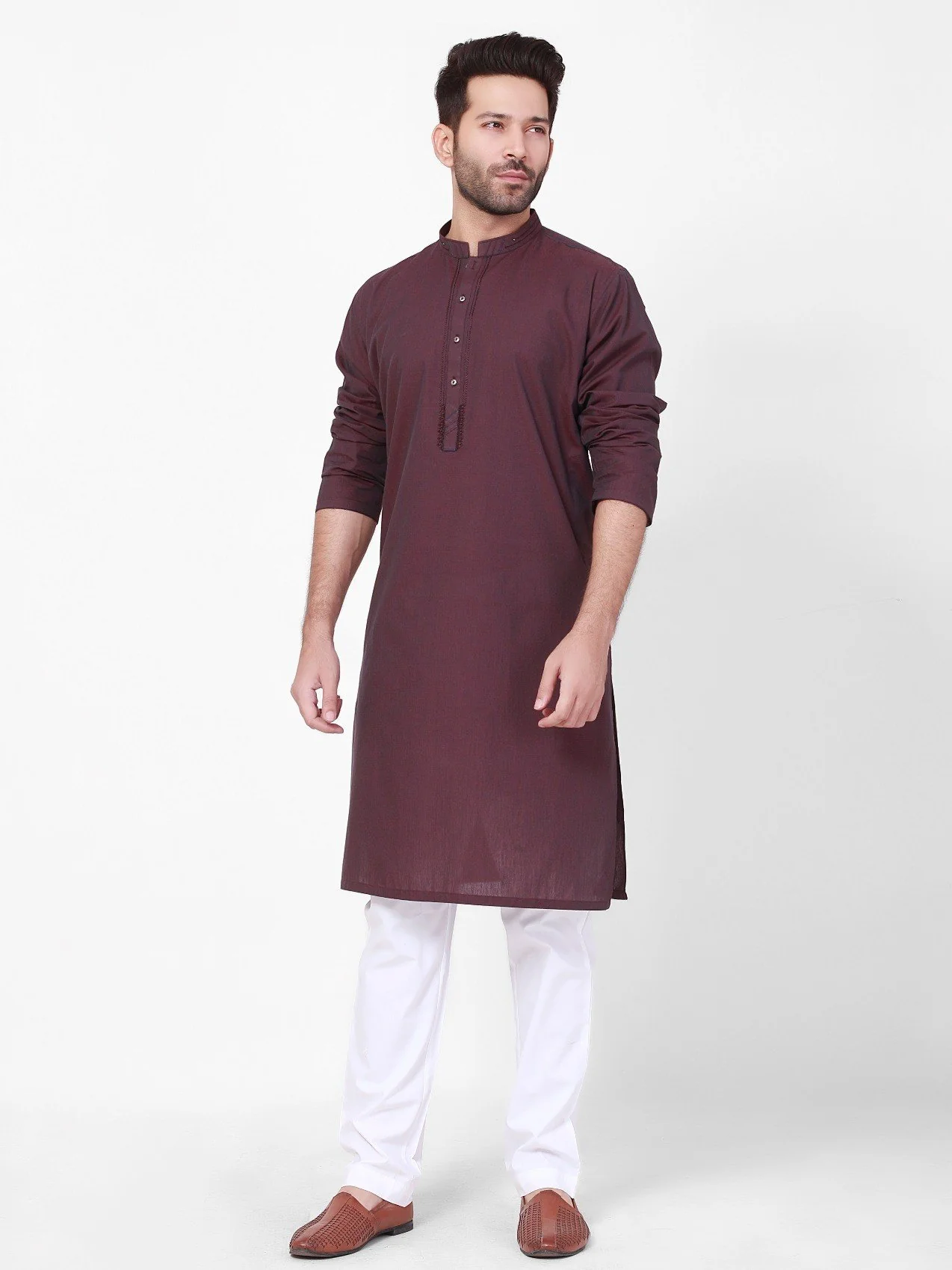 Men's Maroon Kurta - EMTK21S-99107 - Image 4