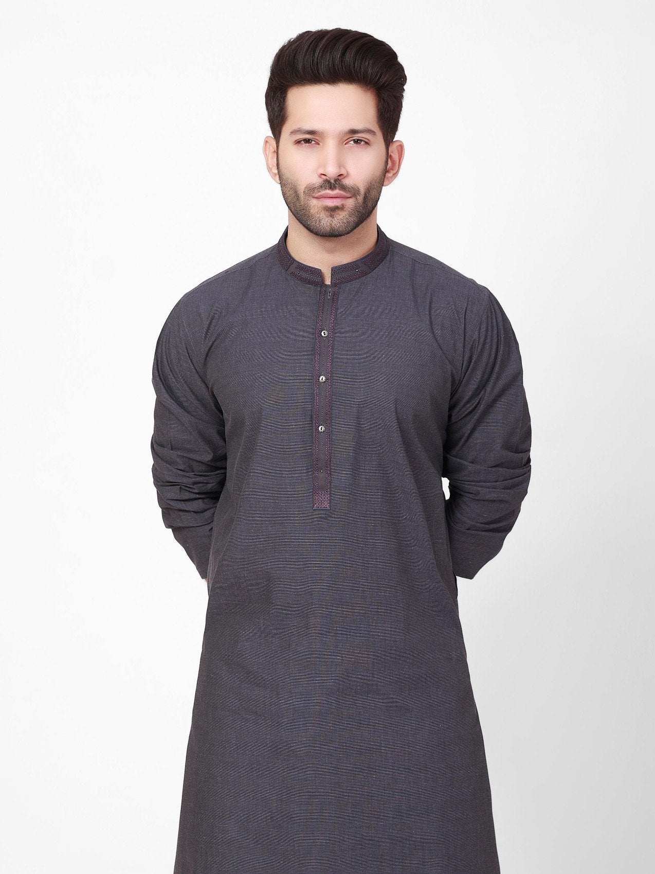 Men's Charcoal Kurta - EMTK21S-99108 - Image 2