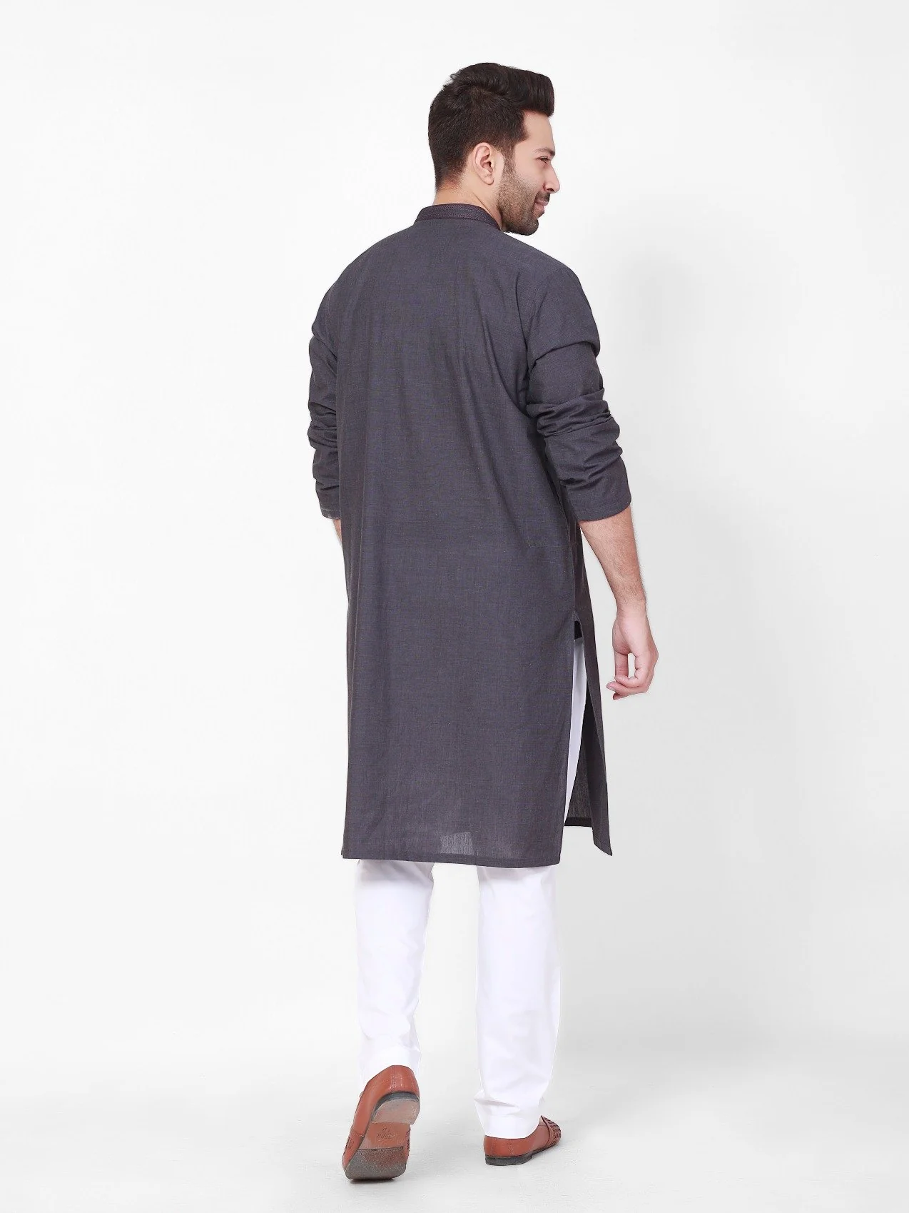 Men's Charcoal Kurta - EMTK21S-99108 - Image 3