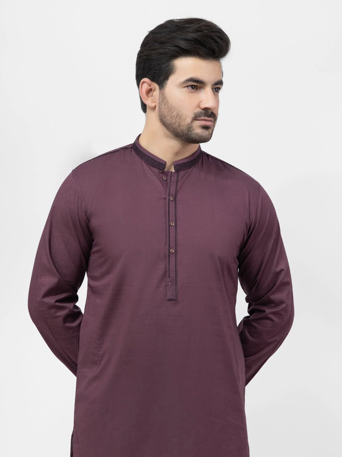 Men's Maroon Kurta - EMTK21S-99113 - Image 2
