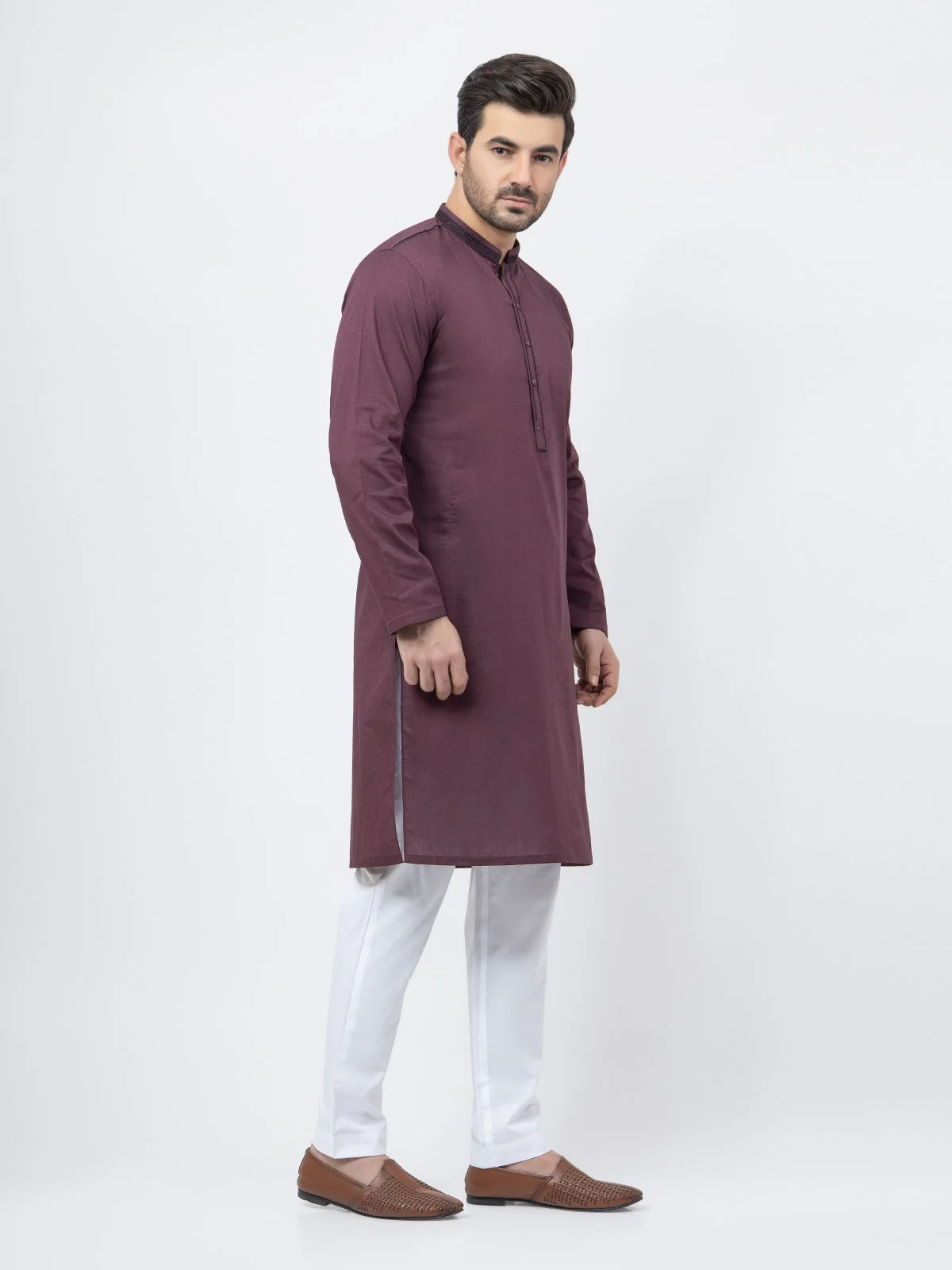 Men's Maroon Kurta - EMTK21S-99113 - Image 3