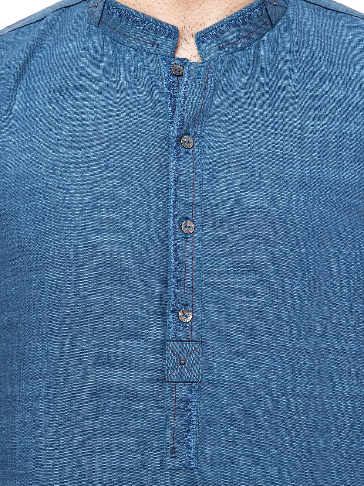 Men's Teal Blue Kurta - EMTK21S-99156 - Image 3
