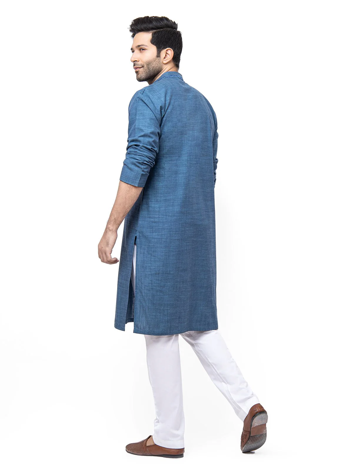 Men's Teal Blue Kurta - EMTK21S-99156 - Image 4