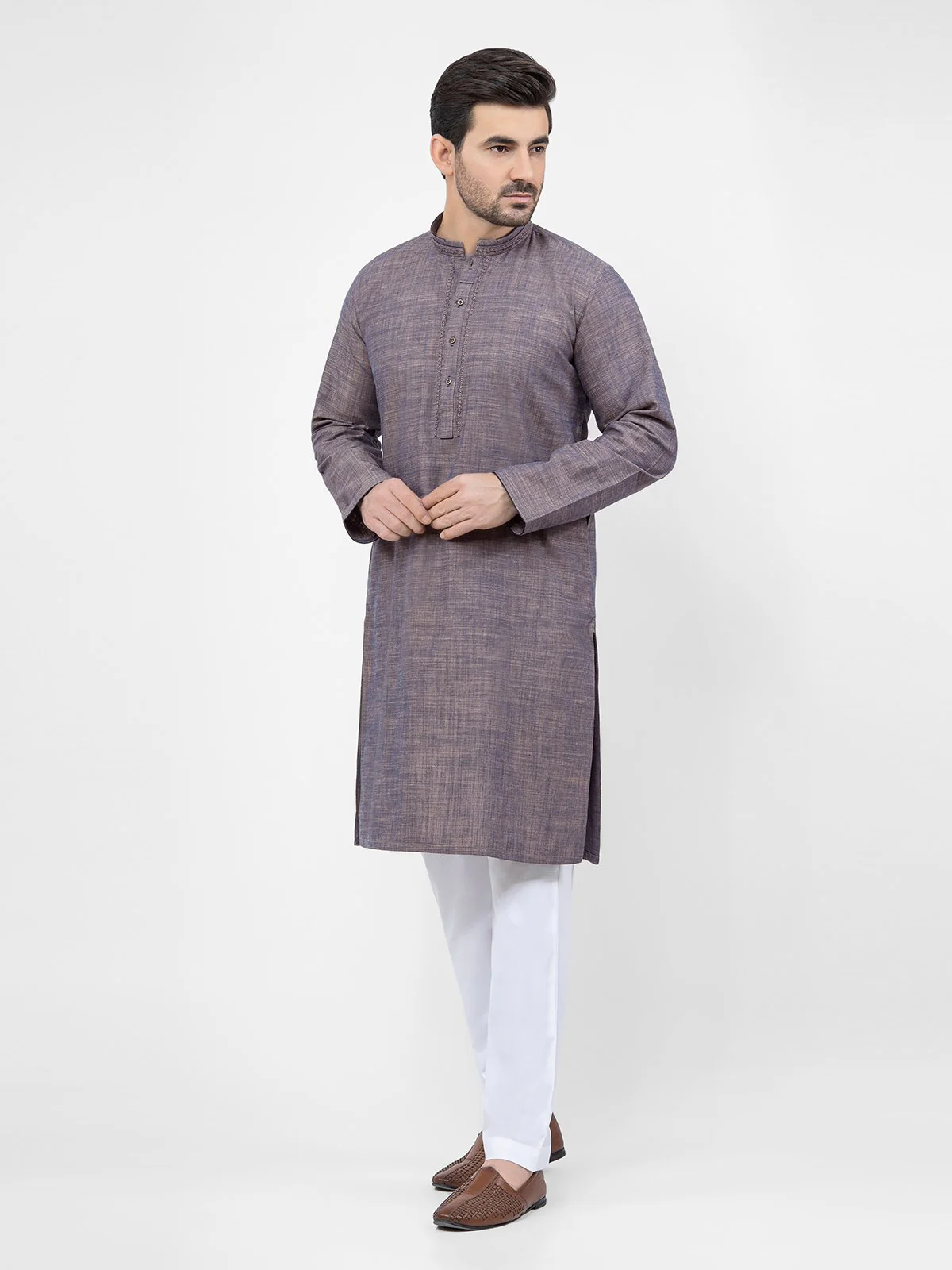 Men's Brown Kurta - EMTK21S-99157 - Image 3