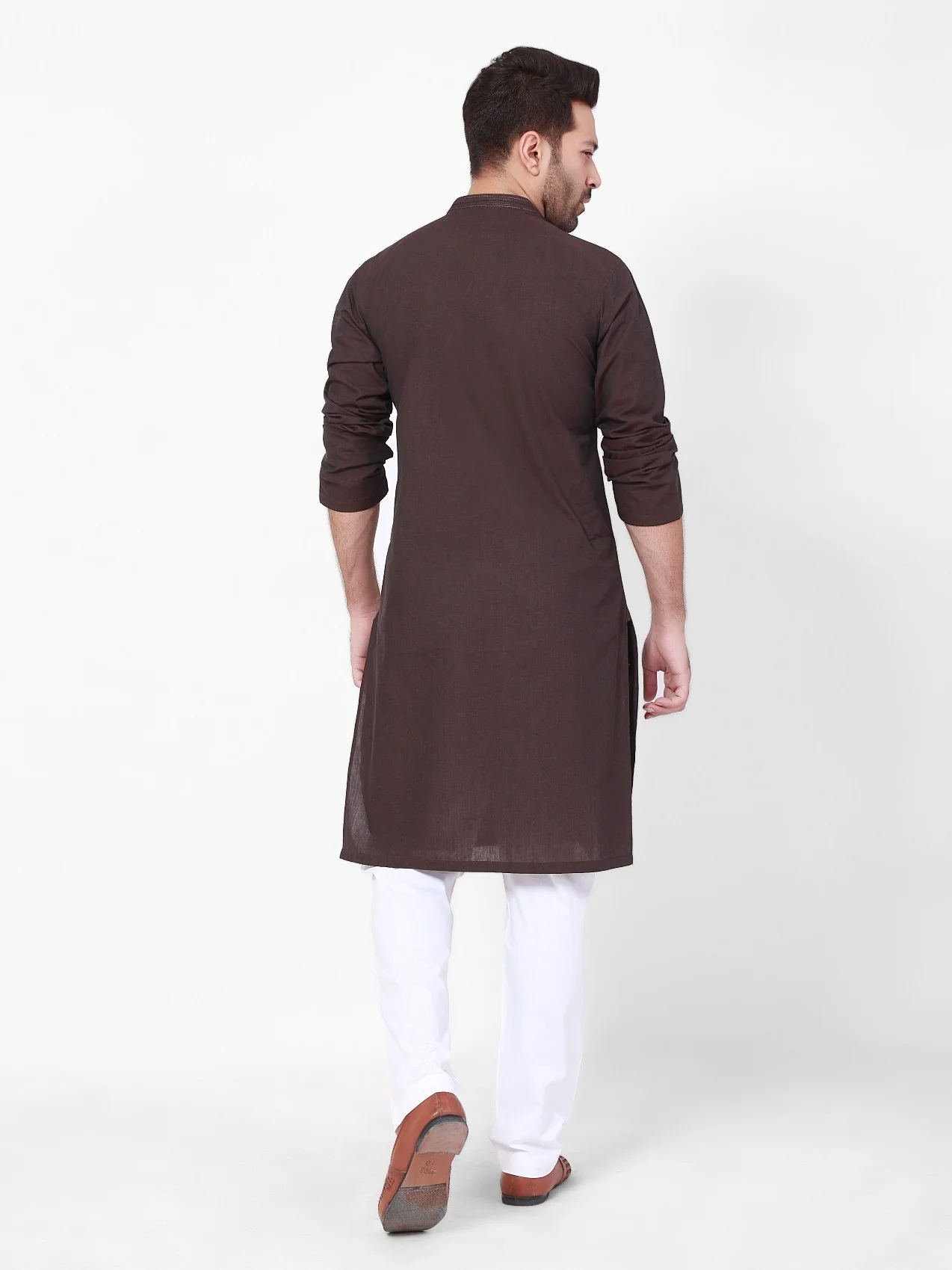Men's Brown Kurta - EMTK22S-99110 - Image 3
