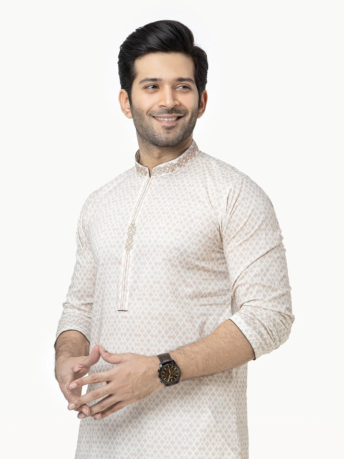 Men's Beige Kurta - EMTK22S-99120 - Image 2