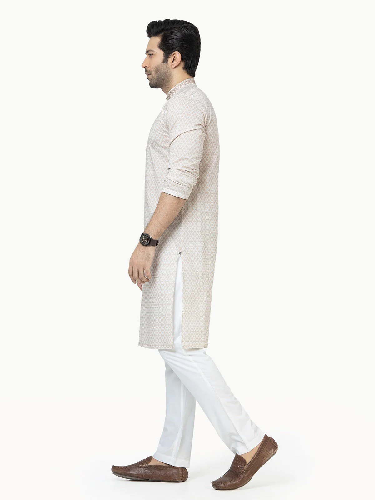 Men's Beige Kurta - EMTK22S-99120 - Image 3