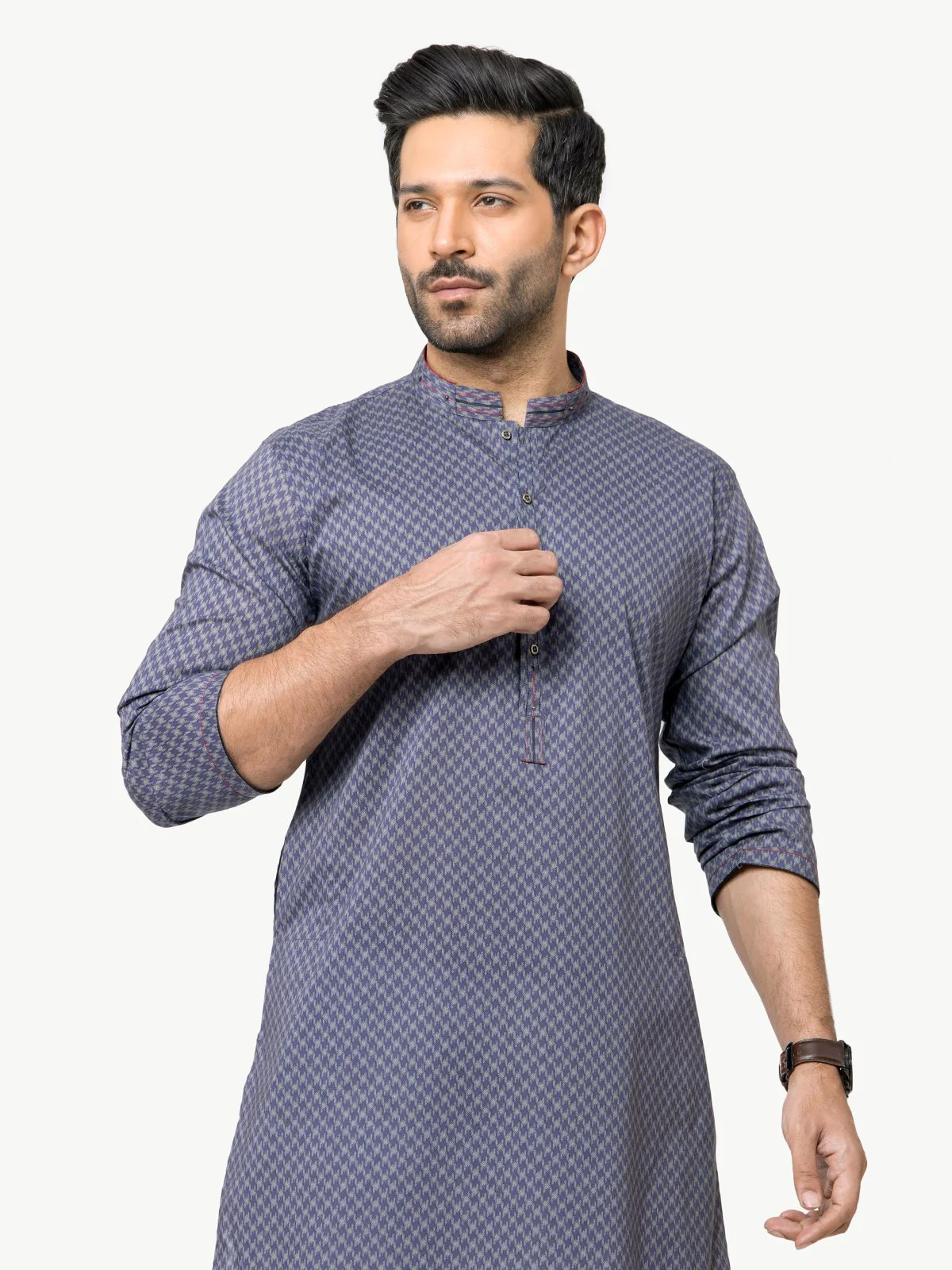 Men's Grey & Purple Kurta - EMTK22S-99121 - Image 2