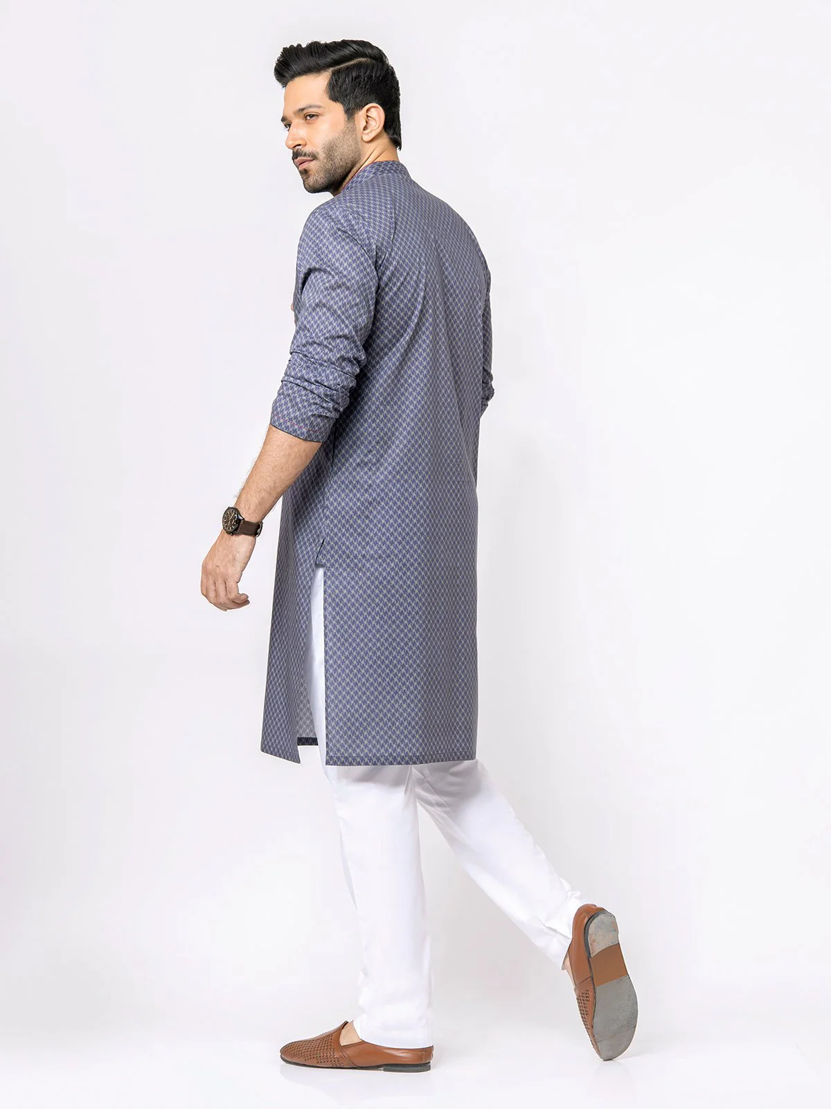 Men's Grey & Purple Kurta - EMTK22S-99121 - Image 4