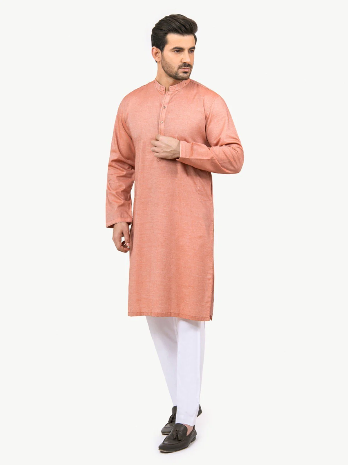 Men's Peach Kurta - EMTK22S-99135 - Image 3