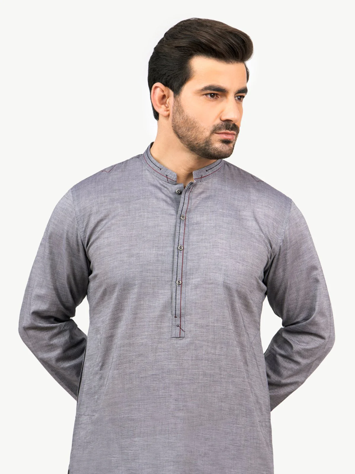 Men's Grey Kurta - EMTK22S-99140 - Image 2