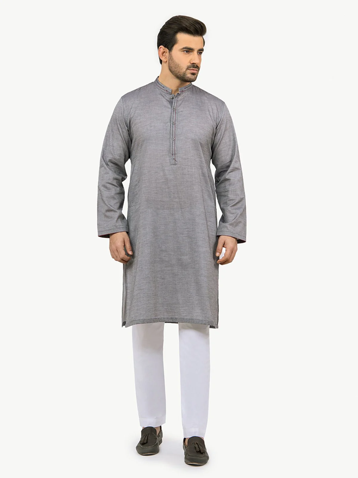 Men's Grey Kurta - EMTK22S-99140 - Image 3